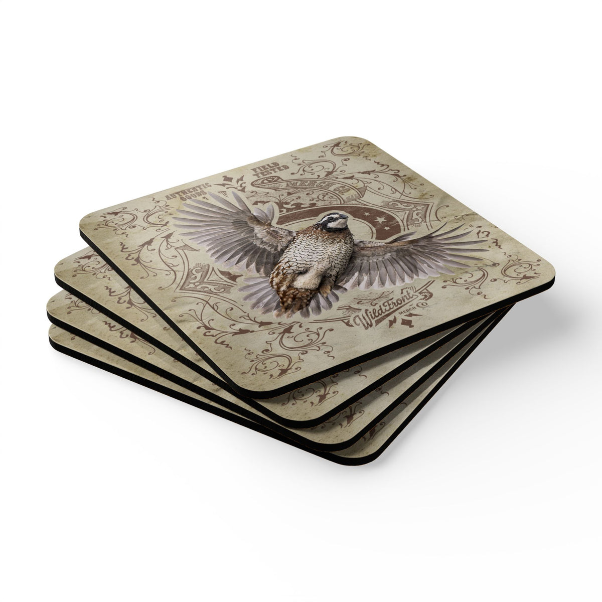 Bobwhite Quail Corkwood Coaster Set