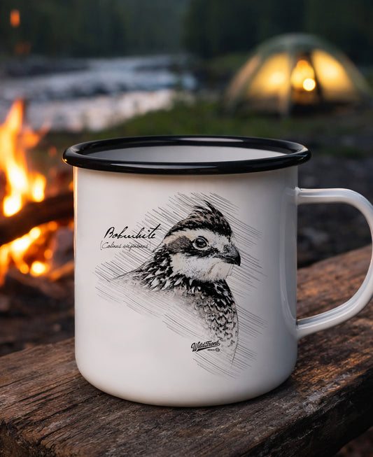 Bobwhite Quail Black Rim Enamel Camp Mug