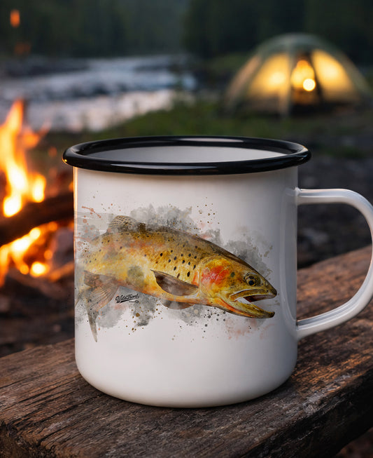 Cutthroat Trout Black Rim Enamel Camp Mug