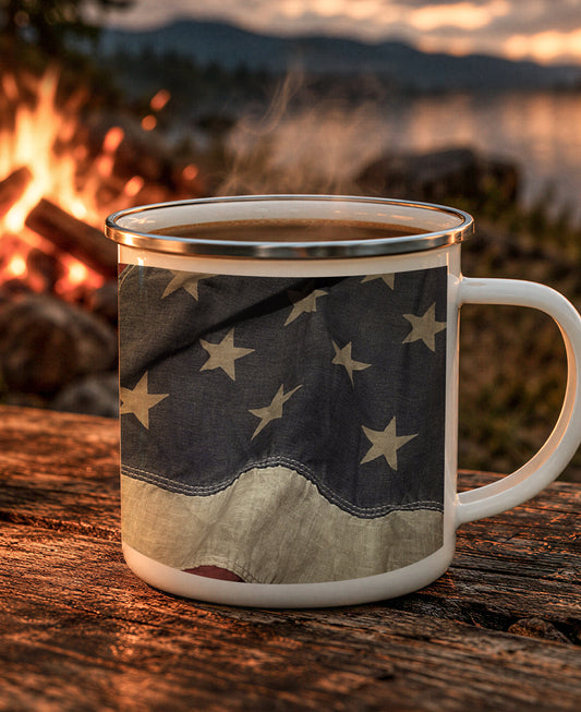 American Flag Enamel Camping Mug