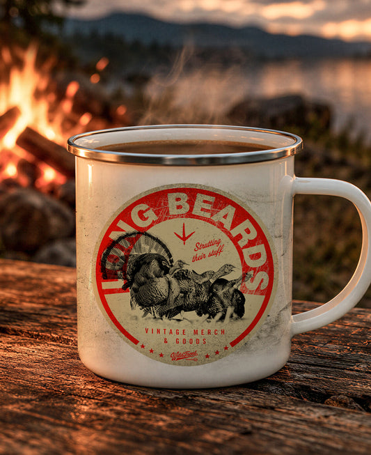 Long Beards Enamel Camping Mug - Wild Turkey