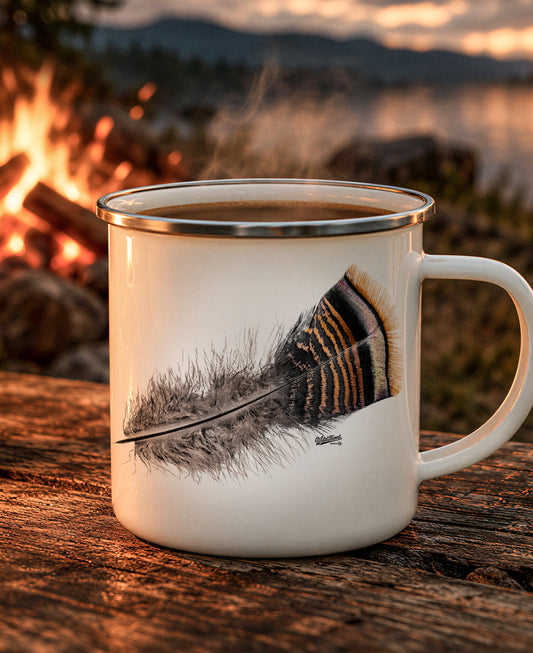 Turkey Feather Enamel Camping Mug