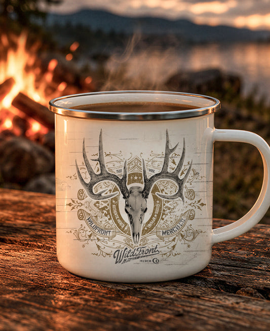 Whitetail Skull Enamel Camping Mug