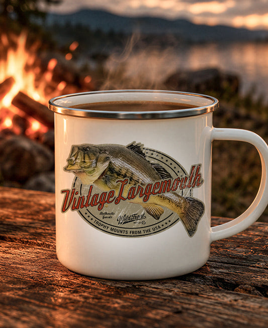 Vintage Largemouth Bass Enamel Camping Mug