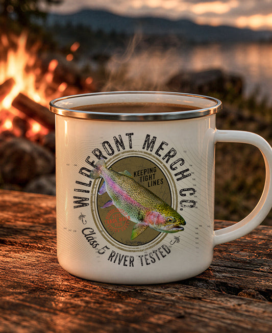 Rainbow Trout River Tested Enamel Camping Mug