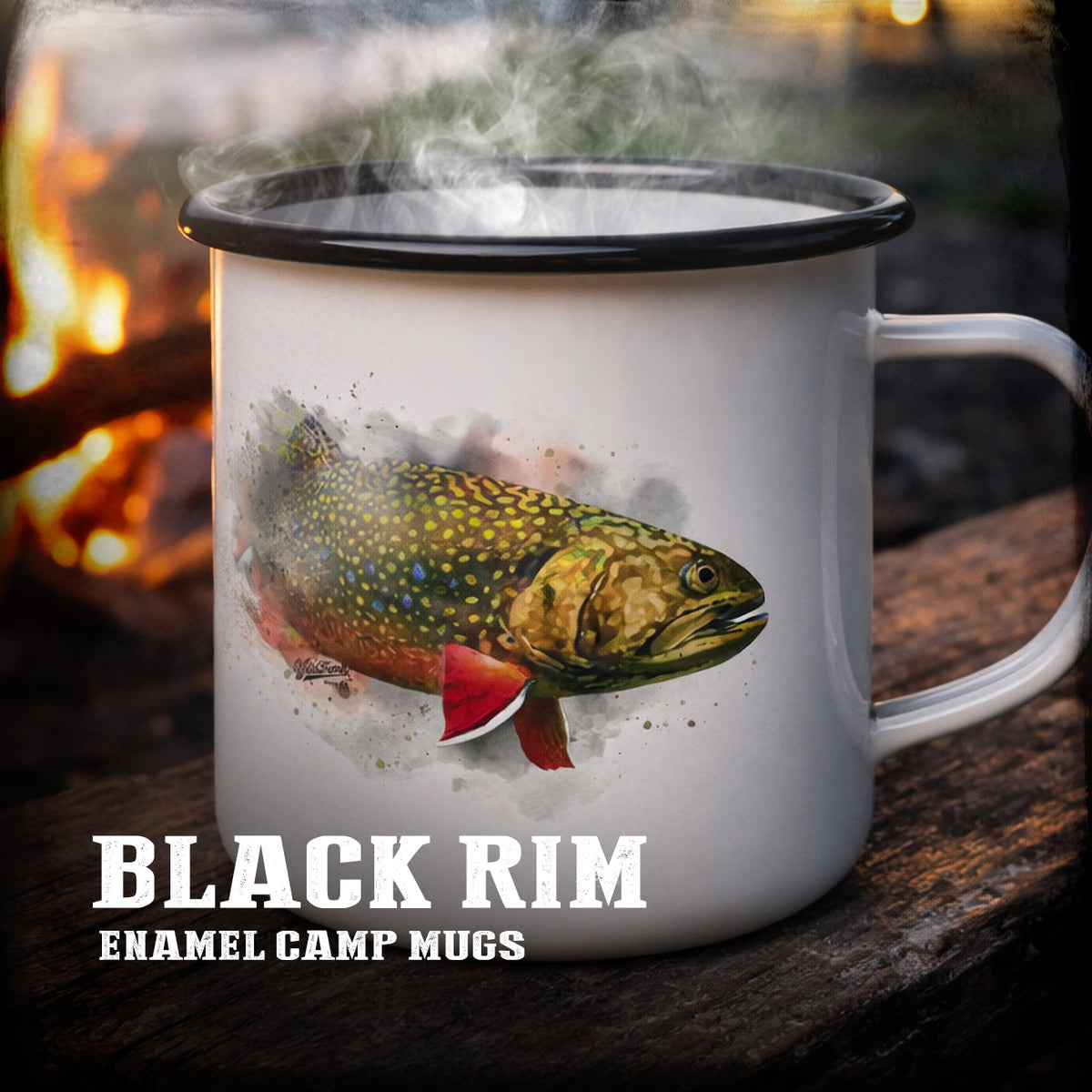 BLACK RIM ENAMEL CAMP MUGS