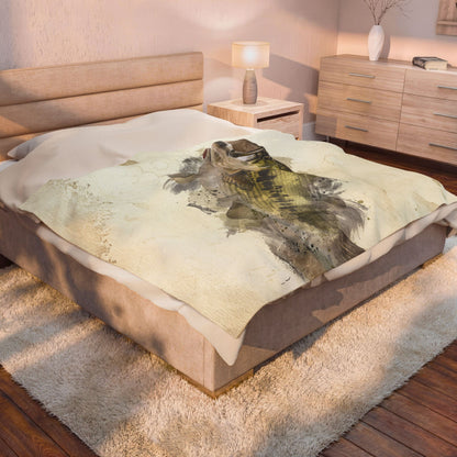 Largemouth Bass Velveteen Plush Blanket