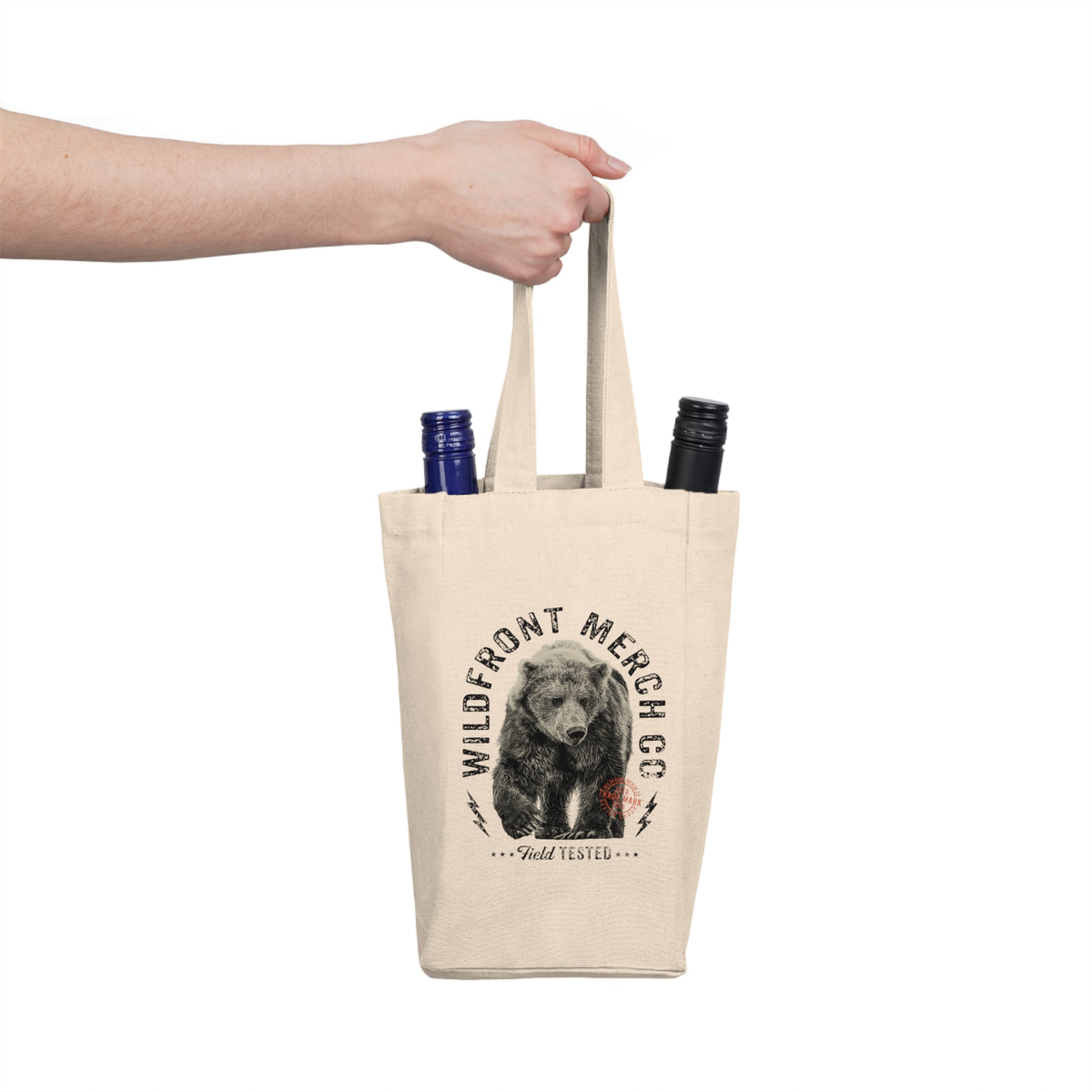 WildFront Merch Bear Double Wine Tote Bag