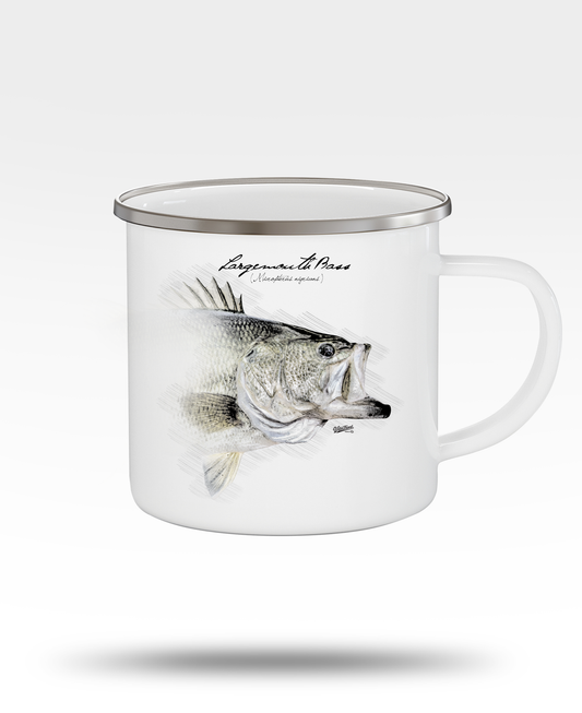 Largemouth Bass Drawing  Enamel Camping Mug