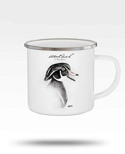 Wood Duck Drawing Enamel Camping Mug