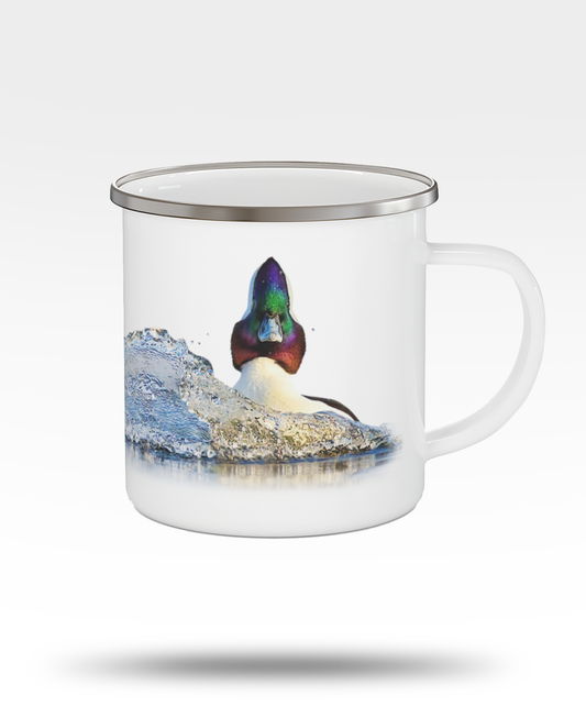 Bufflehead Splash Enamel Camping Mug