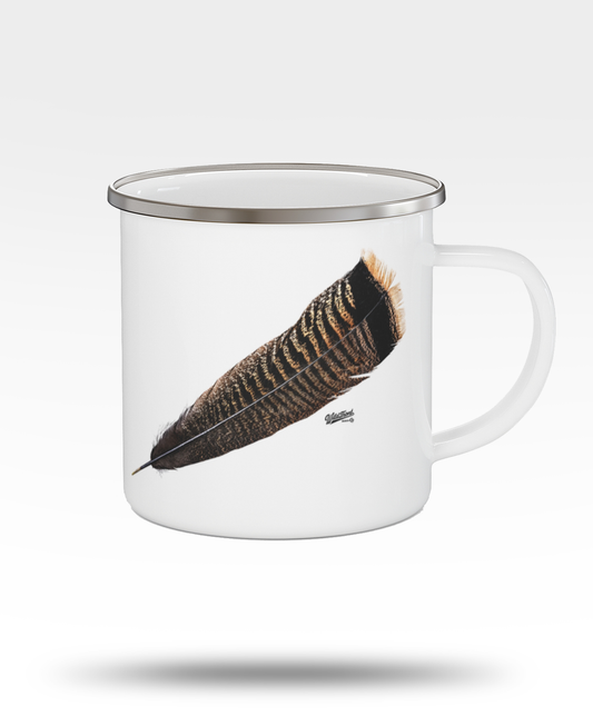 Turkey Tail Feather Enamel Camping Mug