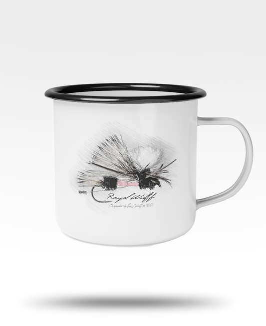 Royal Wulff Dry Fly Black Rim Enamel Camp Mug