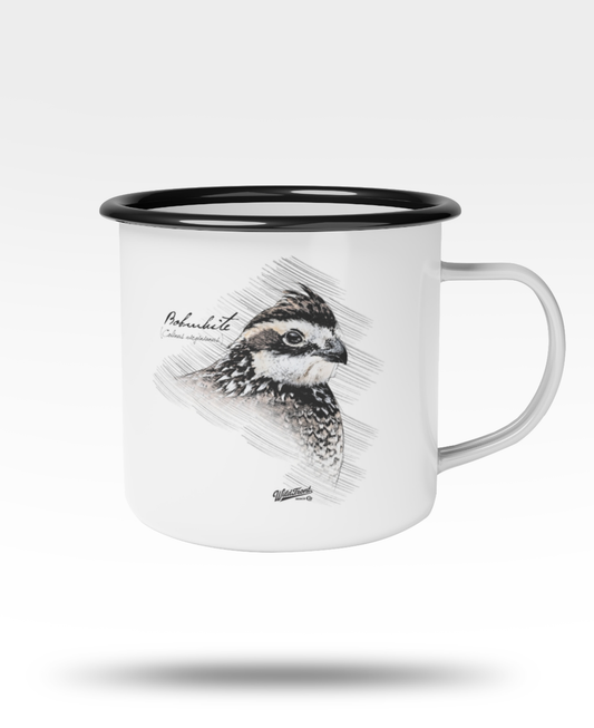 Bobwhite Quail Black Rim Enamel Camp Mug