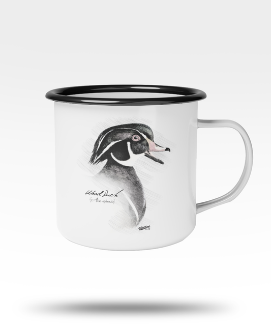 Wood Duck Black Rim Enamel Camp Mug