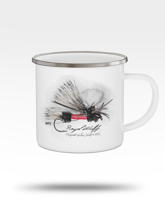 Royal Wulff Dry Fly Drawing Enamel Camping Mug