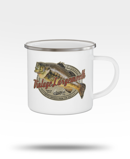Vintage Largemouth Bass Enamel Camping Mug