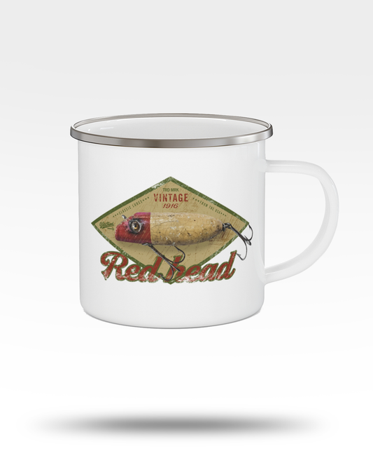 Red Head Vintage Lure Enamel Camping Mug
