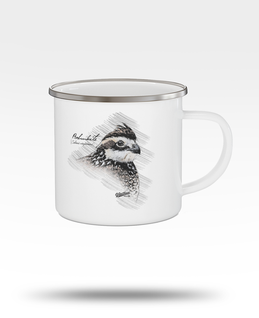 Bobwhite Quail Drawing Enamel Camping Mug
