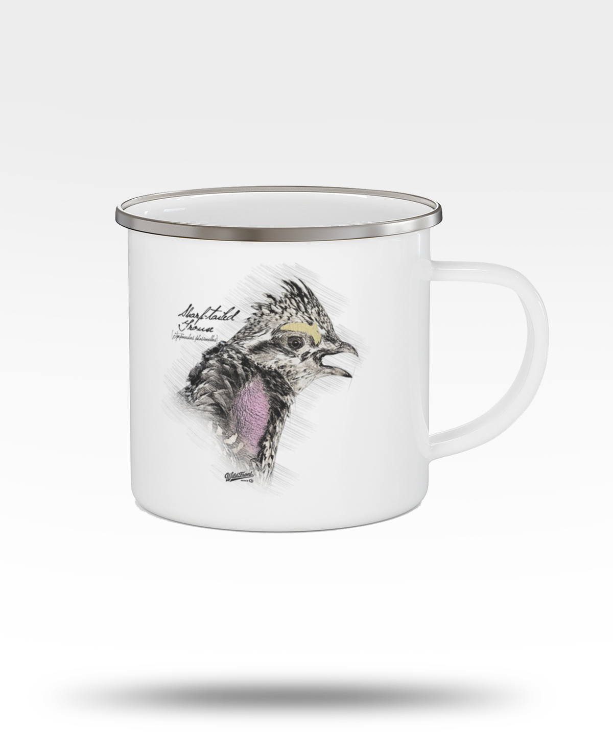 Sharp-Tailed Grouse Drawing Enamel Camping Mug