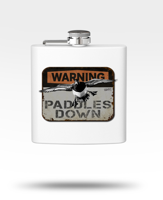 Warning Paddles Down Lesser Scaup Stainless Steel Flask