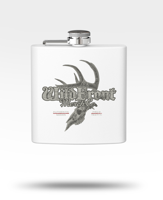 Whitetail Skull Profile Stainless Steel Flask