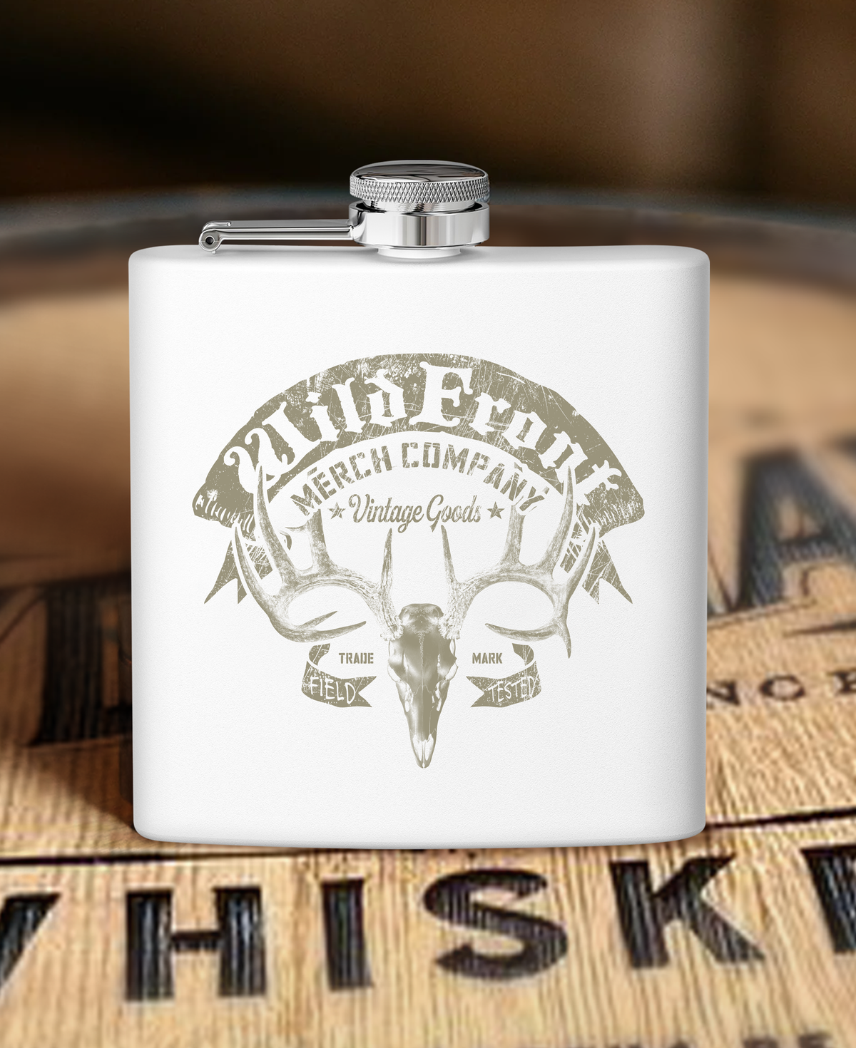 Whitetail Skull Stainless Steel Flask