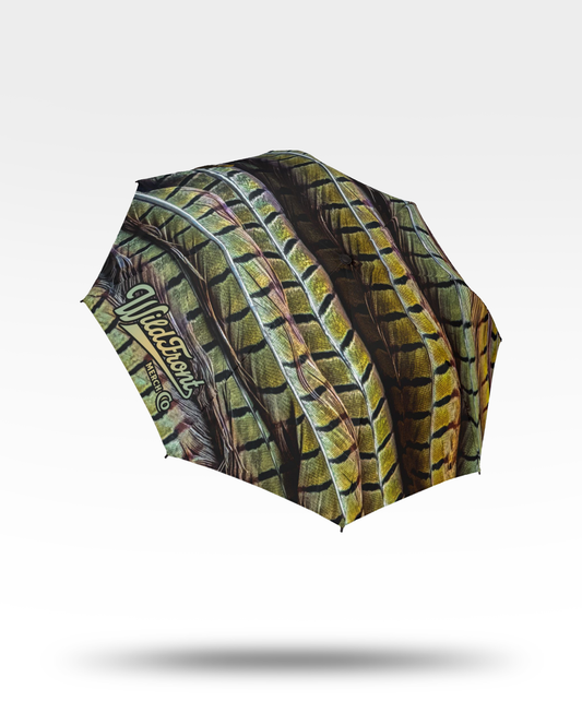 Pheasant Feather Semi-Automatic Foldable Umbrella