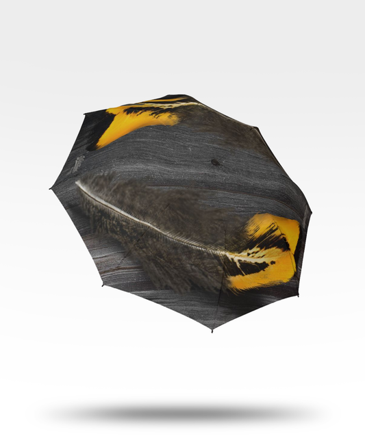 Pheasant Feather Semi-Automatic Foldable Umbrella