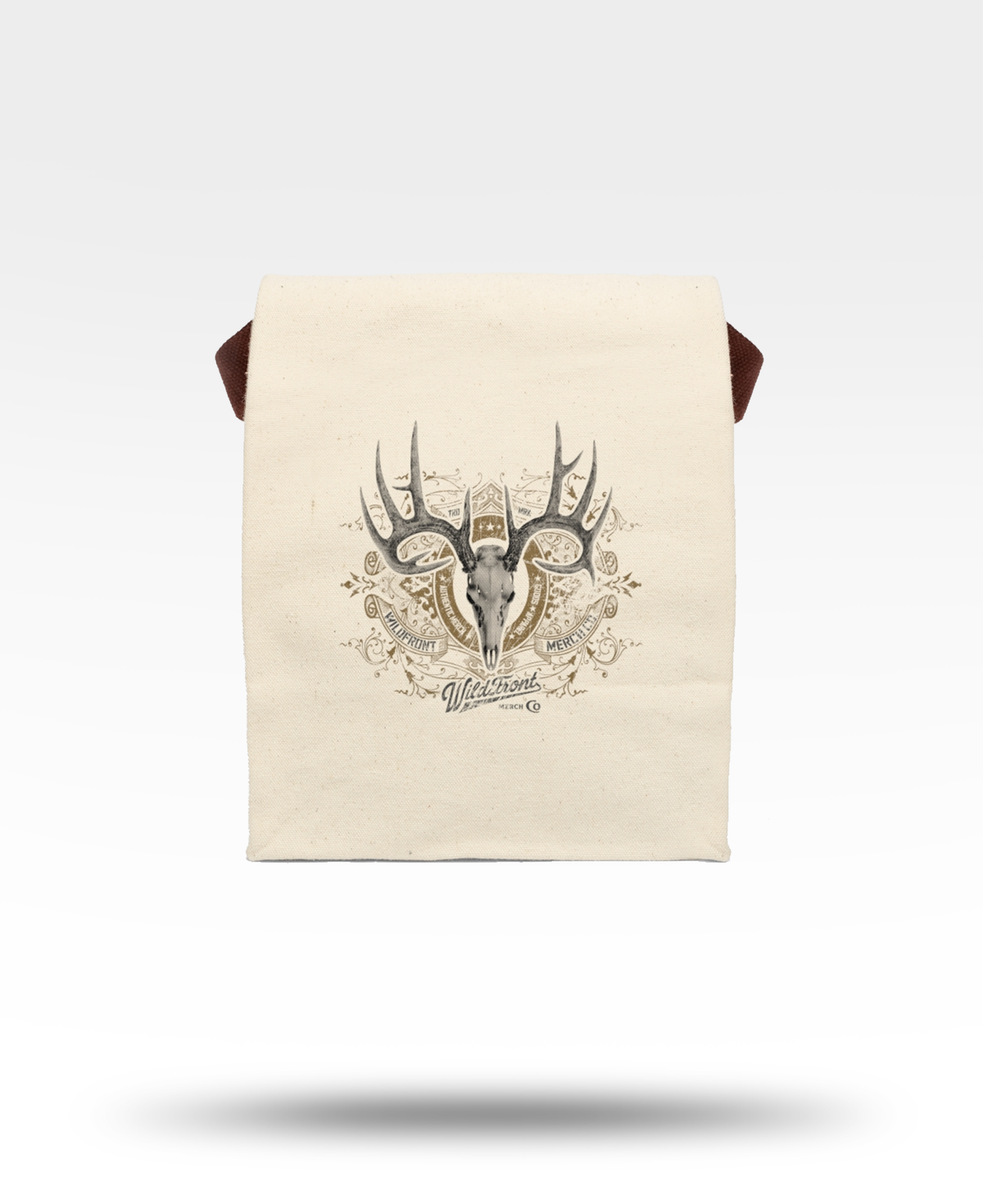 WildFront Merch Whitetail Skull Canvas Lunch Bag With Strap