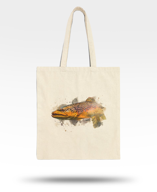 Brown Trout Cotton Canvas Tote Bag