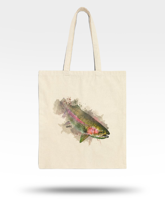 Rainbow Trout Cotton Canvas Tote Bag