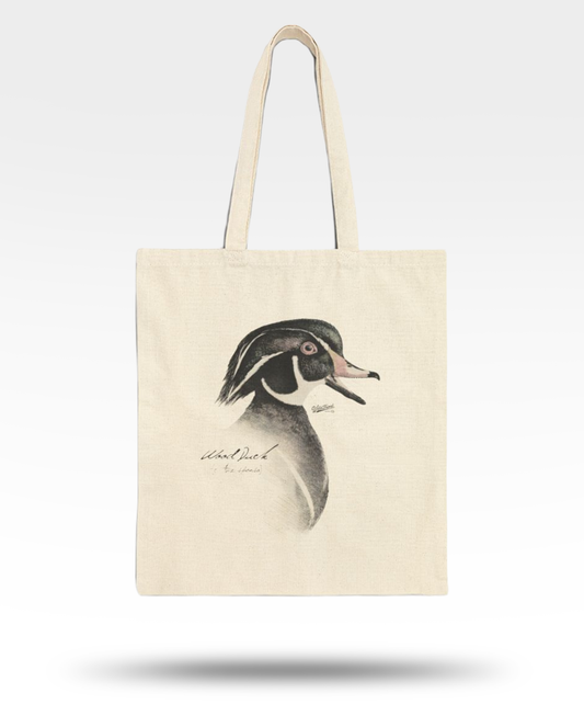 Wood Duck Drawing Cotton Canvas Tote Bag