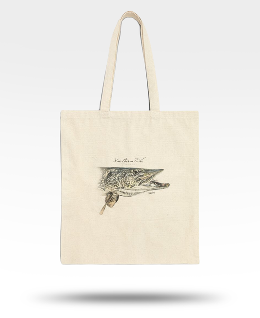 Northern Pike Drawing Cotton Canvas Tote Bag