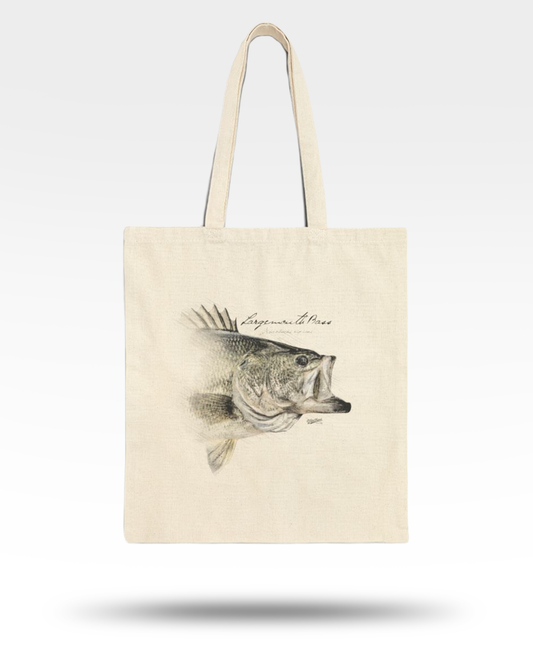 Largemouth Bass Drawing Cotton Canvas Tote Bag