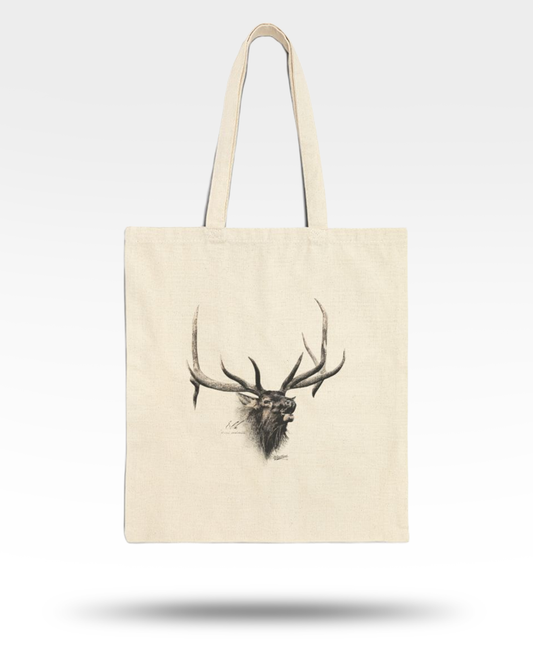 Bull Elk Drawing Cotton Canvas Tote Bag