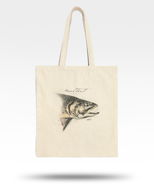 Brook Trout Drawing Cotton Canvas Tote Bag