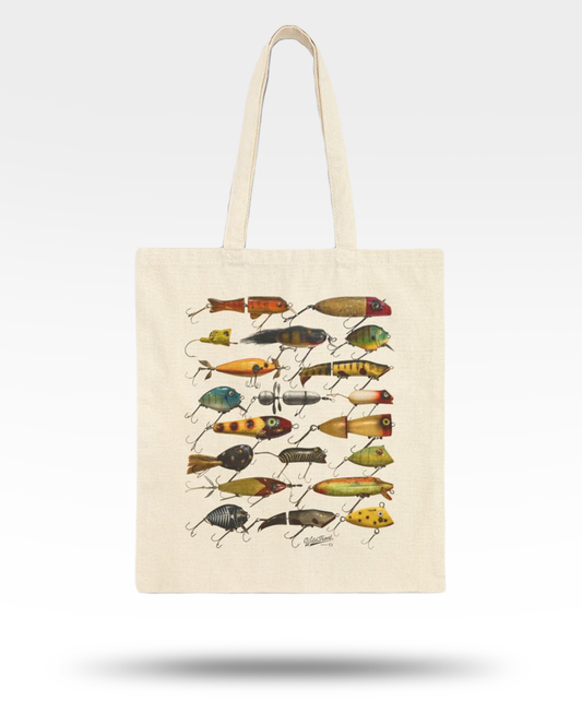 Vintage Lures Cotton Canvas Tote Bag