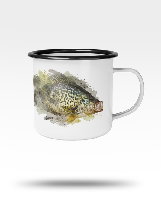Crappie Black Rim Enamel Camp Mug