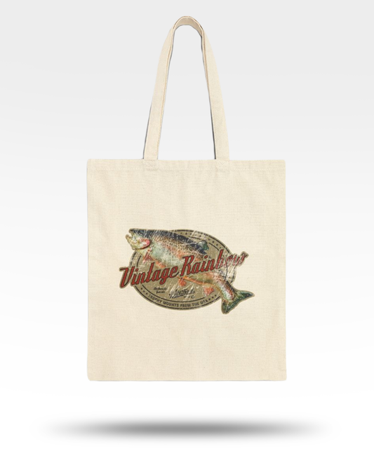 Vintage Rainbow Trout Cotton Canvas Tote Bag