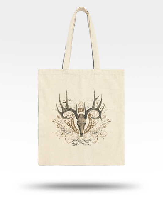 Whitetail Skull Cotton Canvas Tote Bag