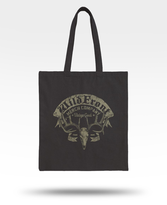 WildFront Whitetail Skull Cotton Canvas Tote Bag