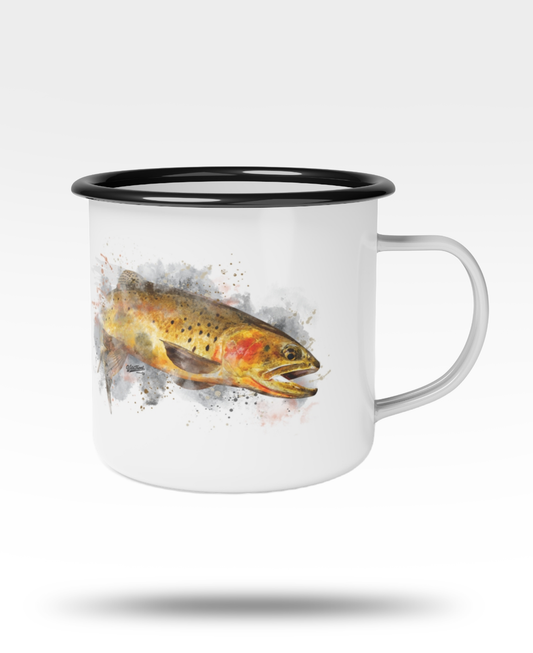 Cutthroat Trout Black Rim Enamel Camp Mug