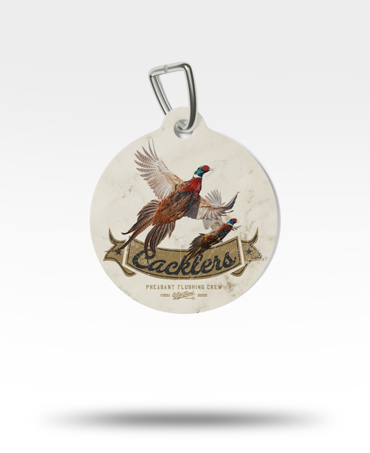 Cacklers Flushing Pheasants Pet Tag