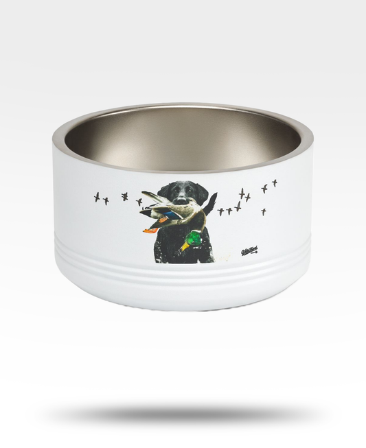 Black Lab With Mallard Pet Bowl