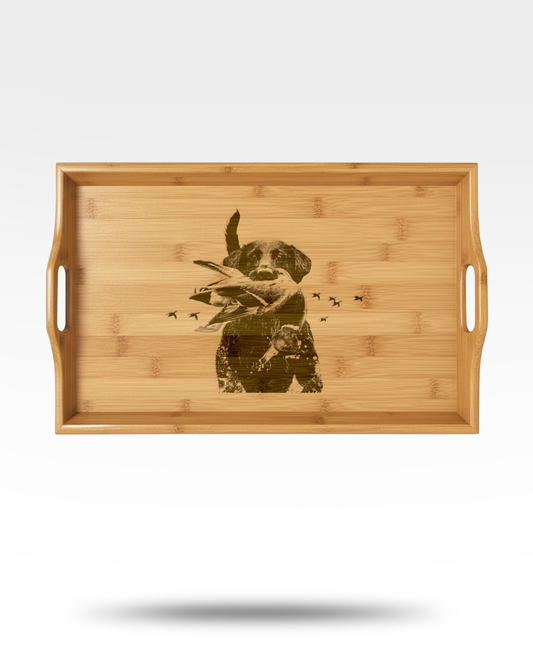 Black Lab With Mallard Bamboo Serving Tray (Engraved)