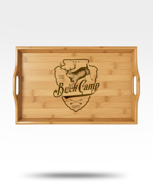 Buck Camp Whitetail Deer Bamboo Serving Tray (Engraved)