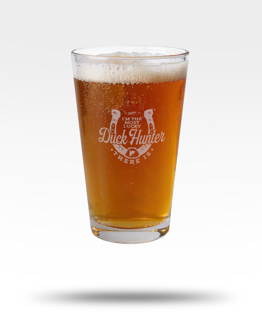 Lucky Duck Hunter Engraved Pint Glass