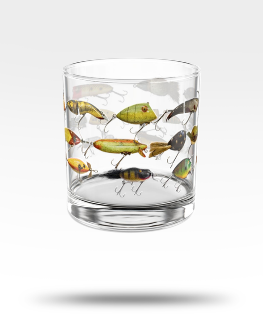 Vintage Lures Whiskey Glass