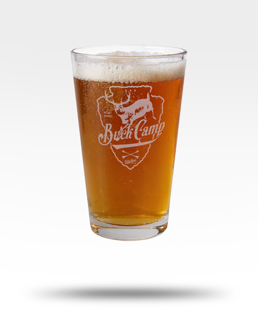 Buck Camp Whitetail Deer Engraved Pint Glass